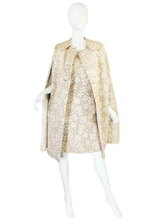 1960s Gold Silk Brocade Mr Blackwell Dress & Cape