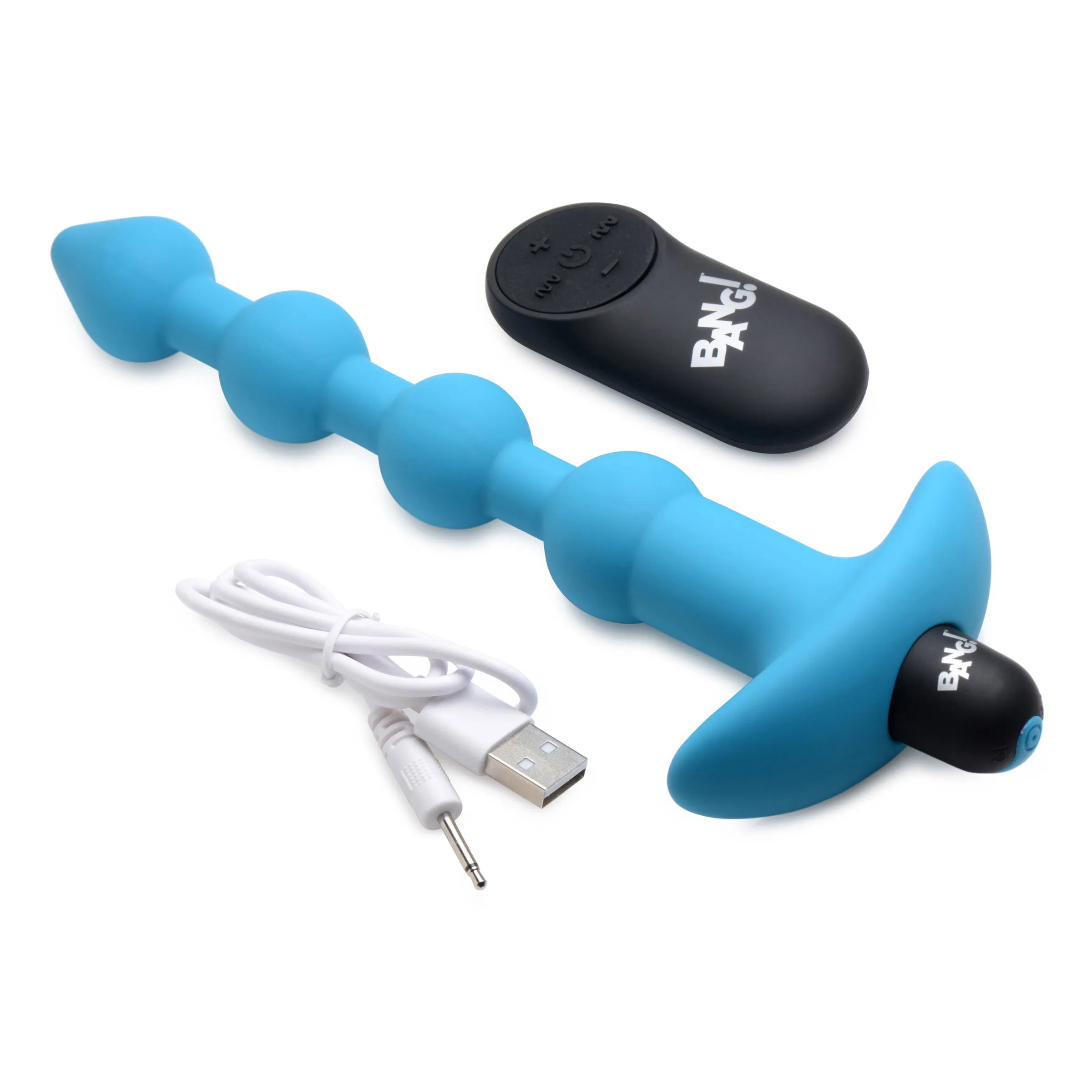 28X Remote Control Vibrating Silicone Anal Beads - Blue