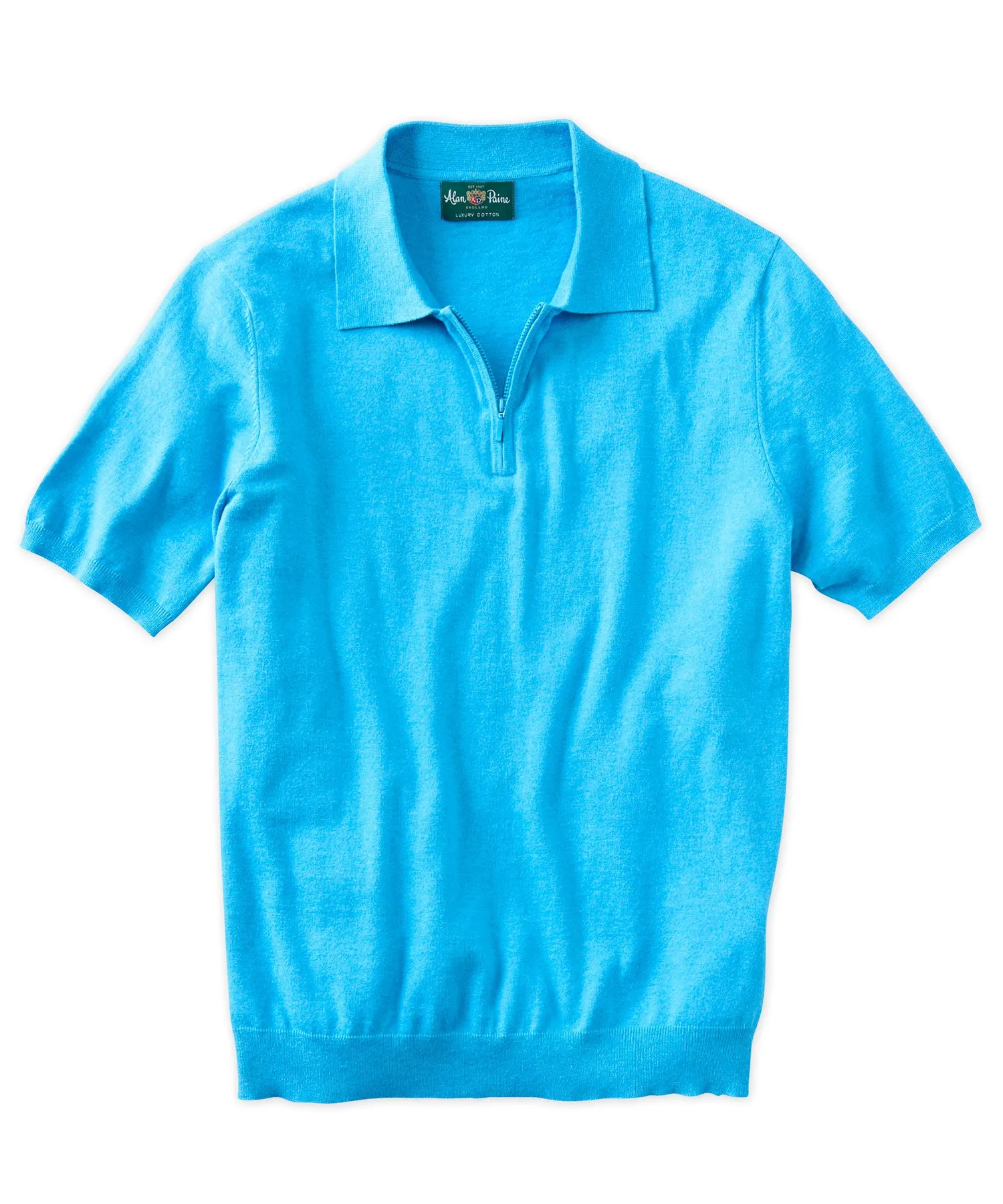 Alan Paine Cotton-Silk-Cashmere Lingdale Quarter-Zip Polo Shirt