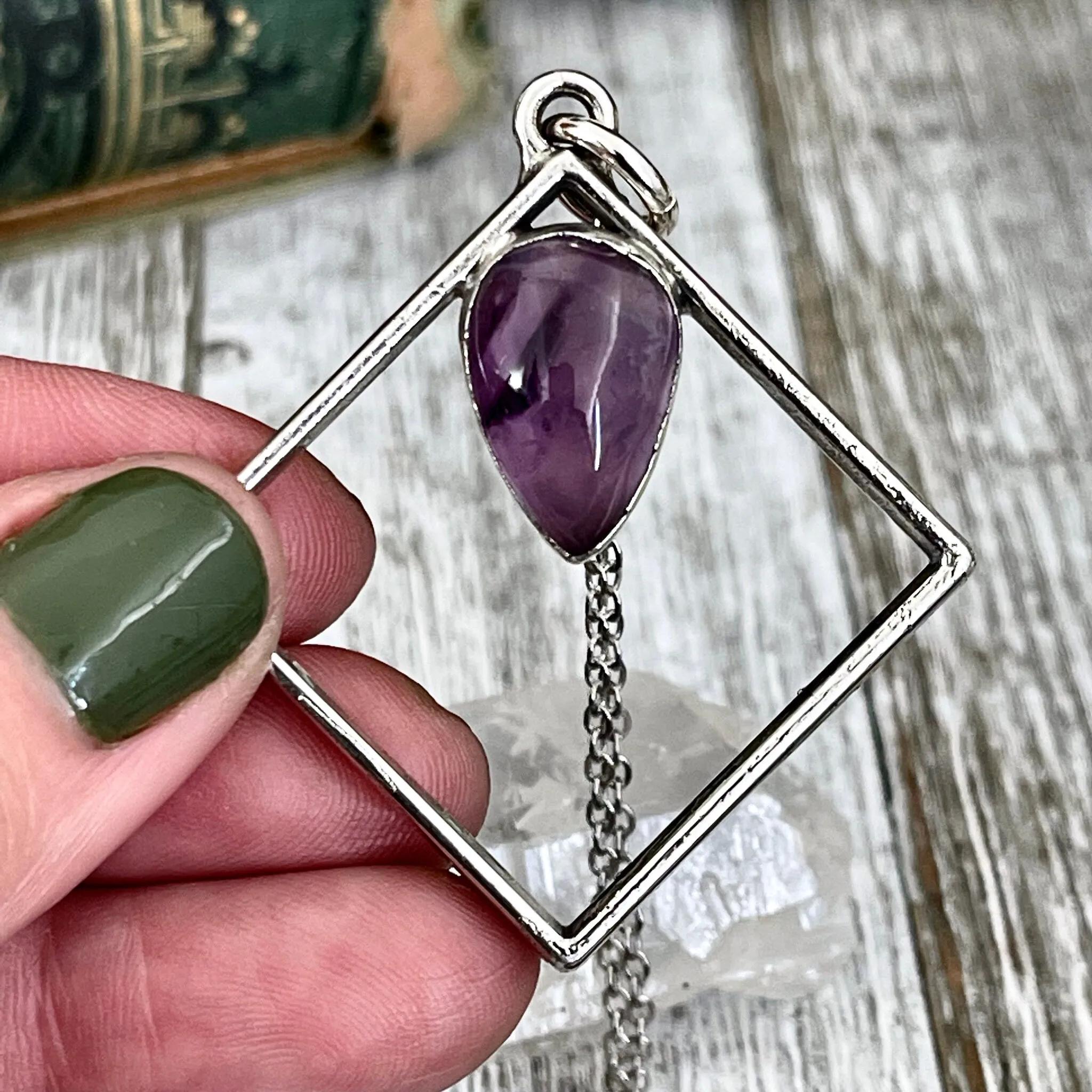 Amethyst Crystal Necklace Pendant in Fine Silver / Foxlark Collection - One of a Kind