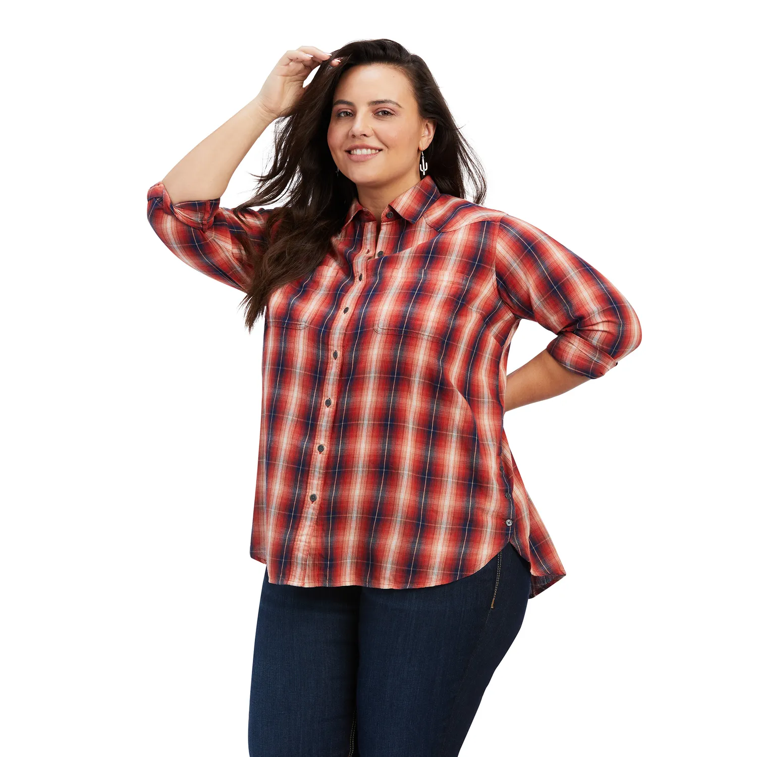 Ariat Womens REAL Billie Rae LS Shirt - Citrus Grove Plaid