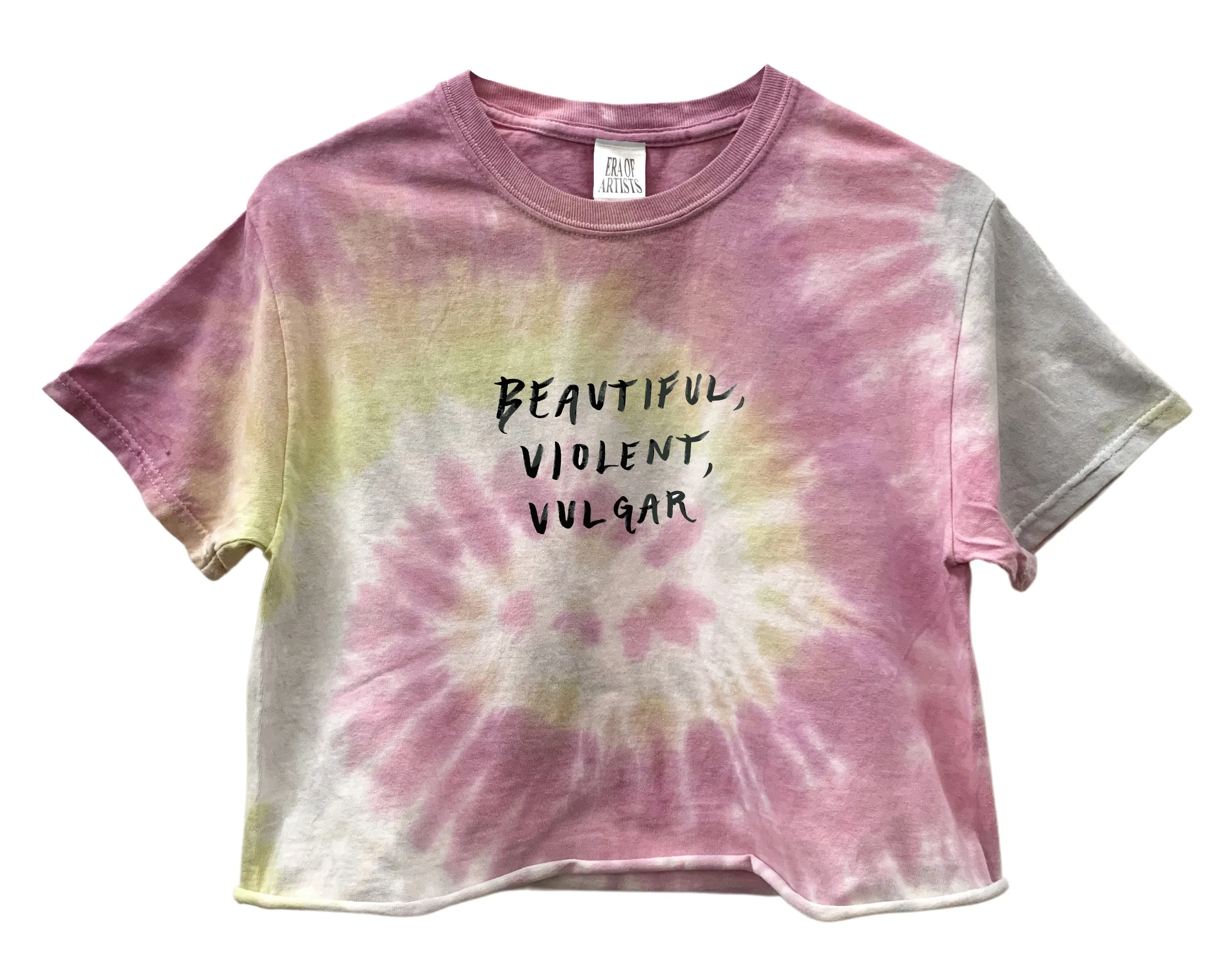 Beautiful, Violent, Vulgar Pastel Tie-Dye Graphic Unisex Cropped Tee