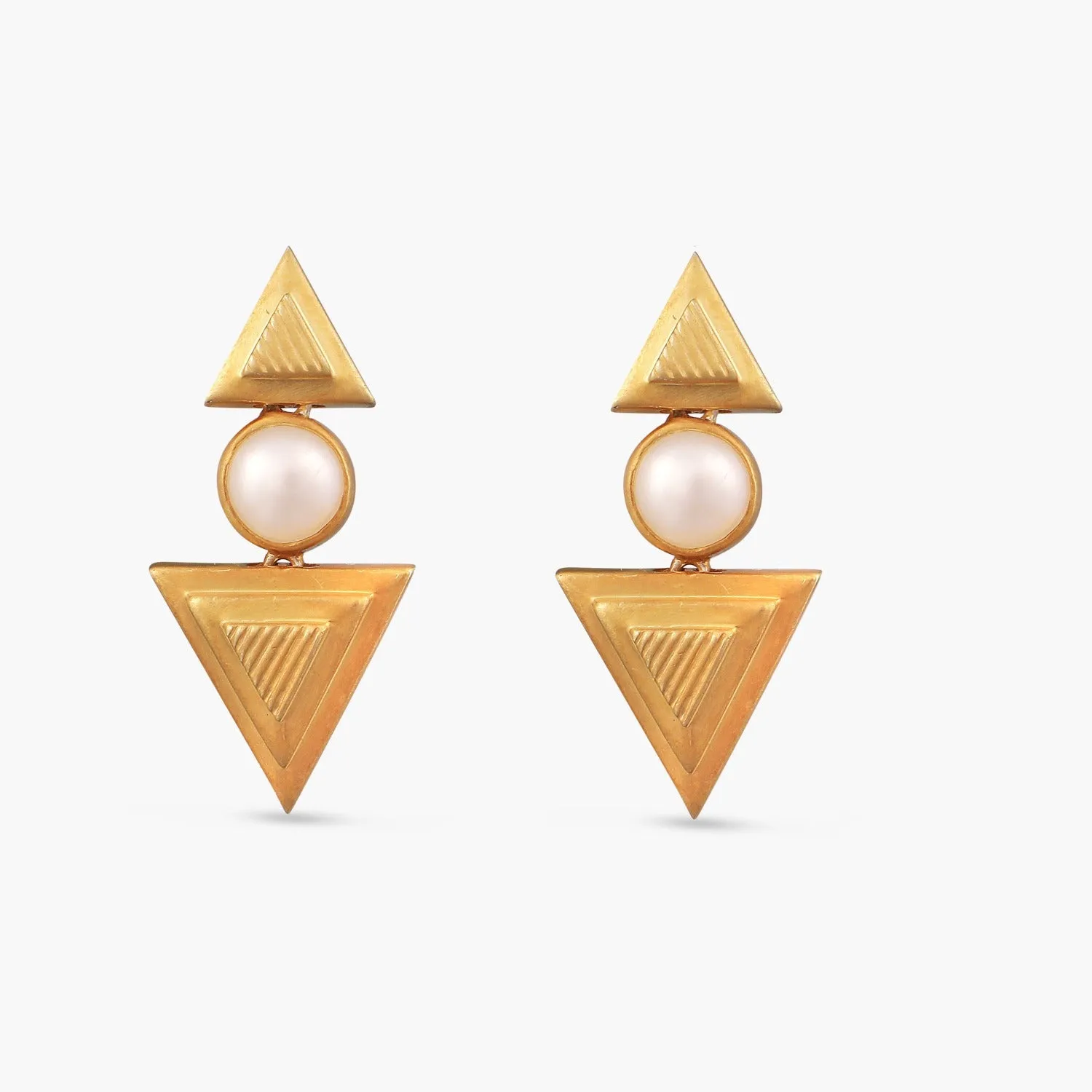 Bella Pearl Geometry Silver Earrings