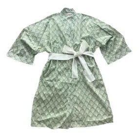 Block Print Cotton Robe | Soft Sage