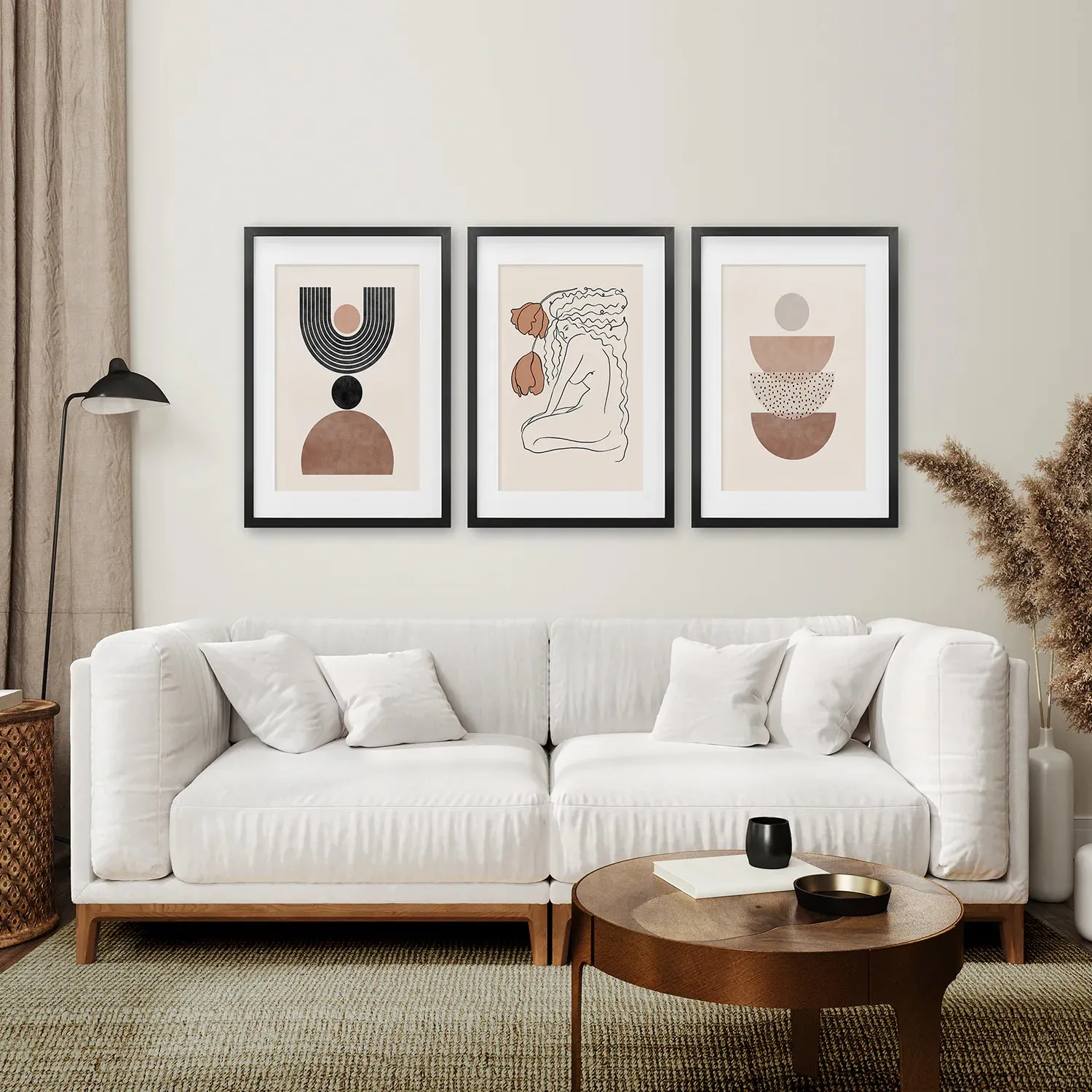 Boho Abstract Woman Wall Art Set. Neutral Tones