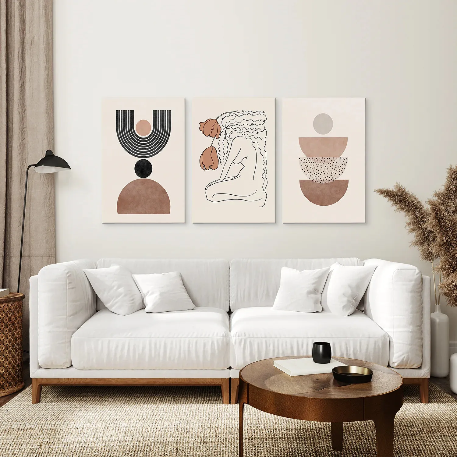 Boho Abstract Woman Wall Art Set. Neutral Tones