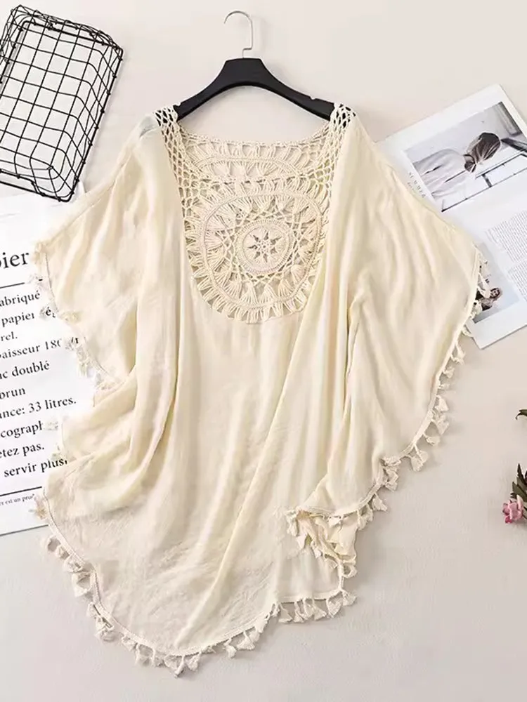 Boho Bliss Off-Shoulder Beach Cover-Up