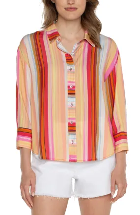 BUTTON FRONT SHIRT WITH 3/4 SLEEVE