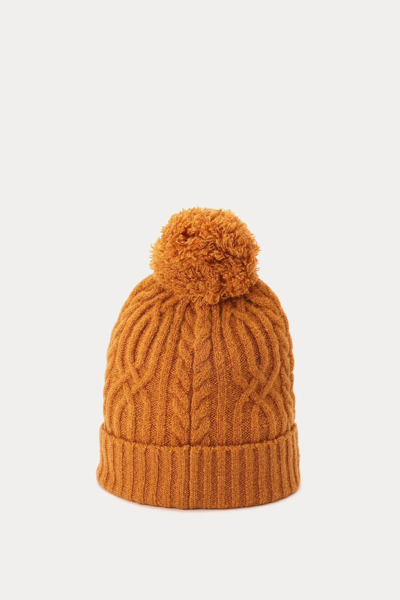 Cable Beanie With Self Pom