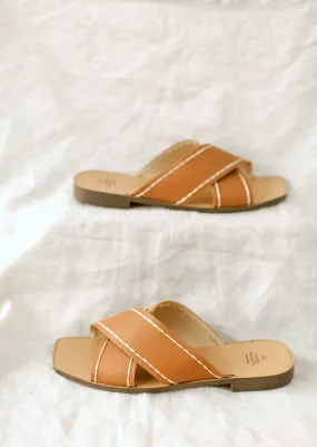 'Cali' Criss Cross Slip on Sandal in Light Brown FINAL SALE