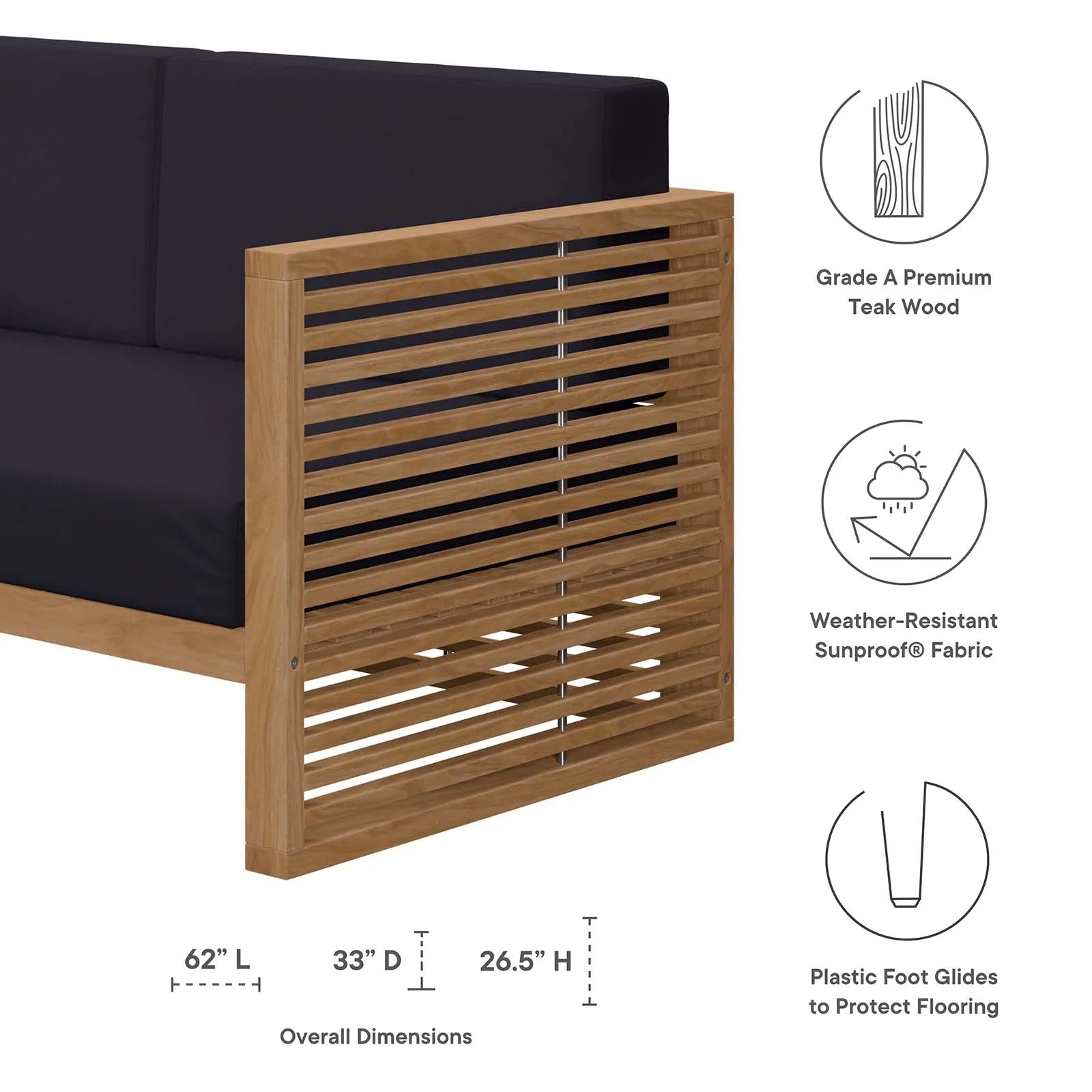 Carlsbad 6-Piece Teak Wood Outdoor Patio Outdoor Patio Set by Modway