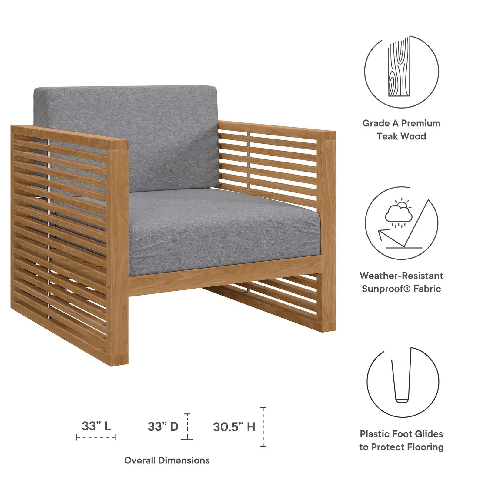 Carlsbad 6-Piece Teak Wood Outdoor Patio Outdoor Patio Set by Modway