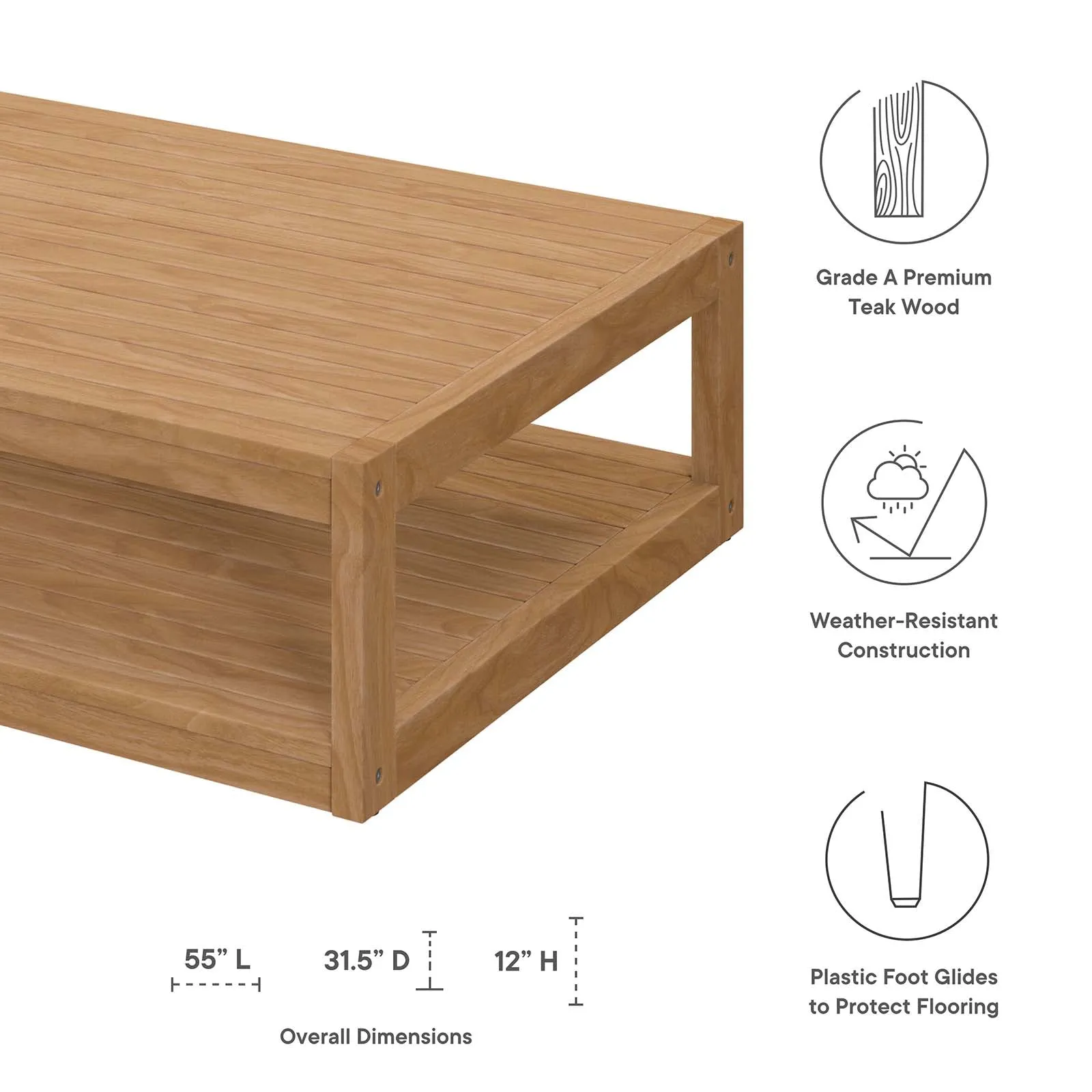 Carlsbad 6-Piece Teak Wood Outdoor Patio Outdoor Patio Set by Modway