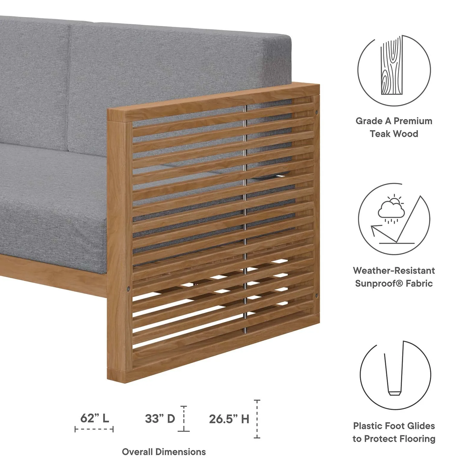 Carlsbad 6-Piece Teak Wood Outdoor Patio Outdoor Patio Set by Modway