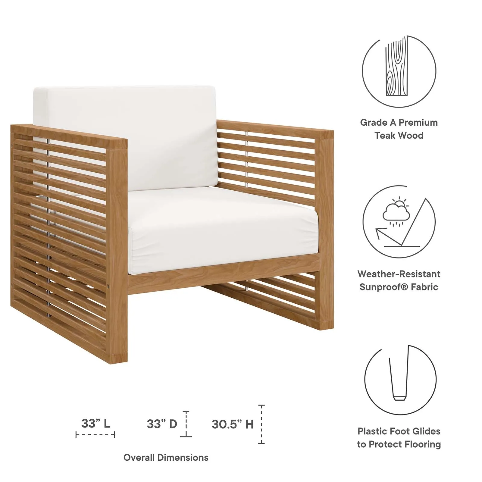 Carlsbad 6-Piece Teak Wood Outdoor Patio Outdoor Patio Set by Modway