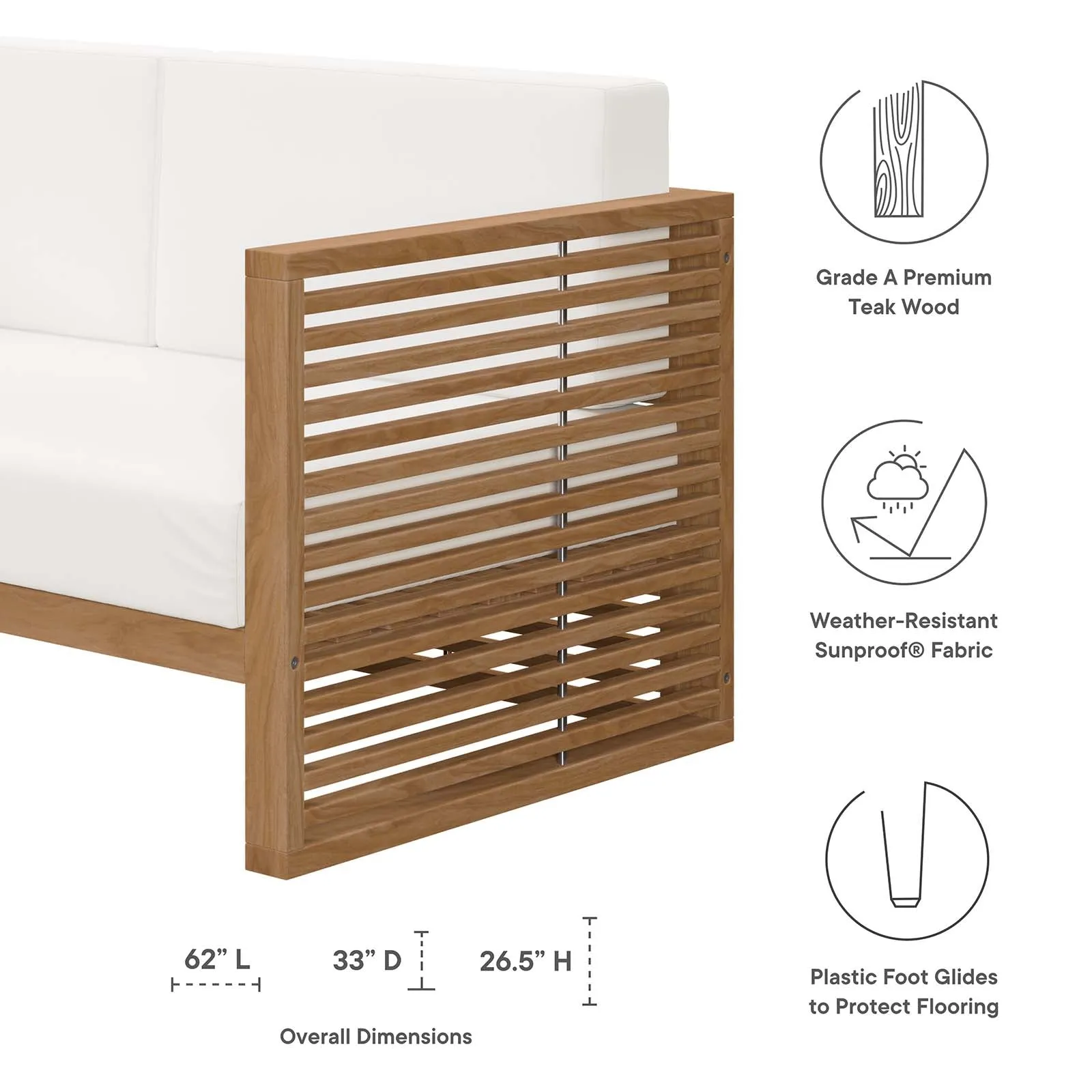 Carlsbad 6-Piece Teak Wood Outdoor Patio Outdoor Patio Set by Modway