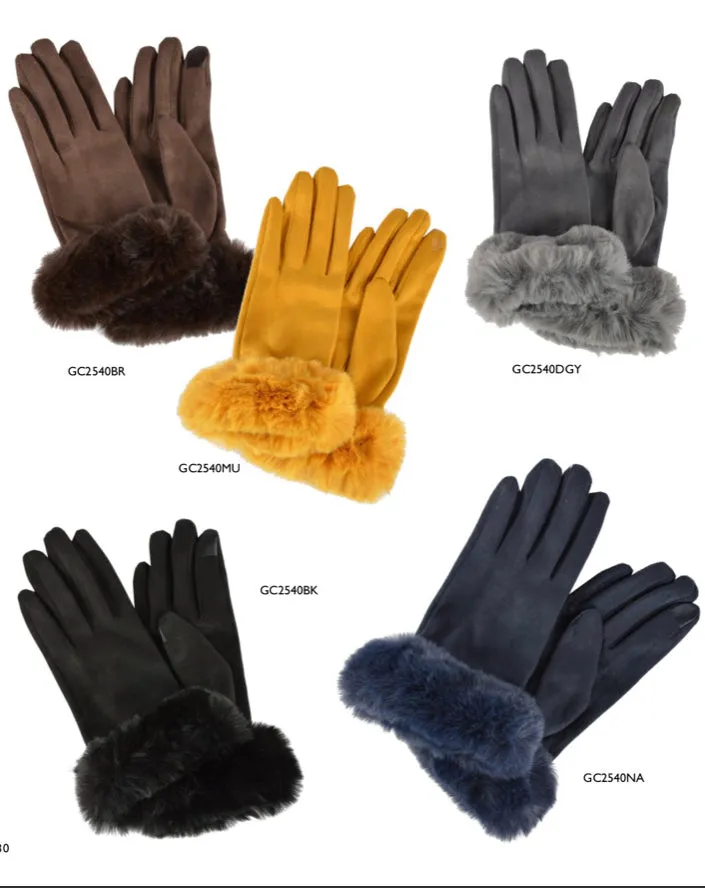 CATHERINE LILLYWHITES FAUX FUR TRIM GLOVES