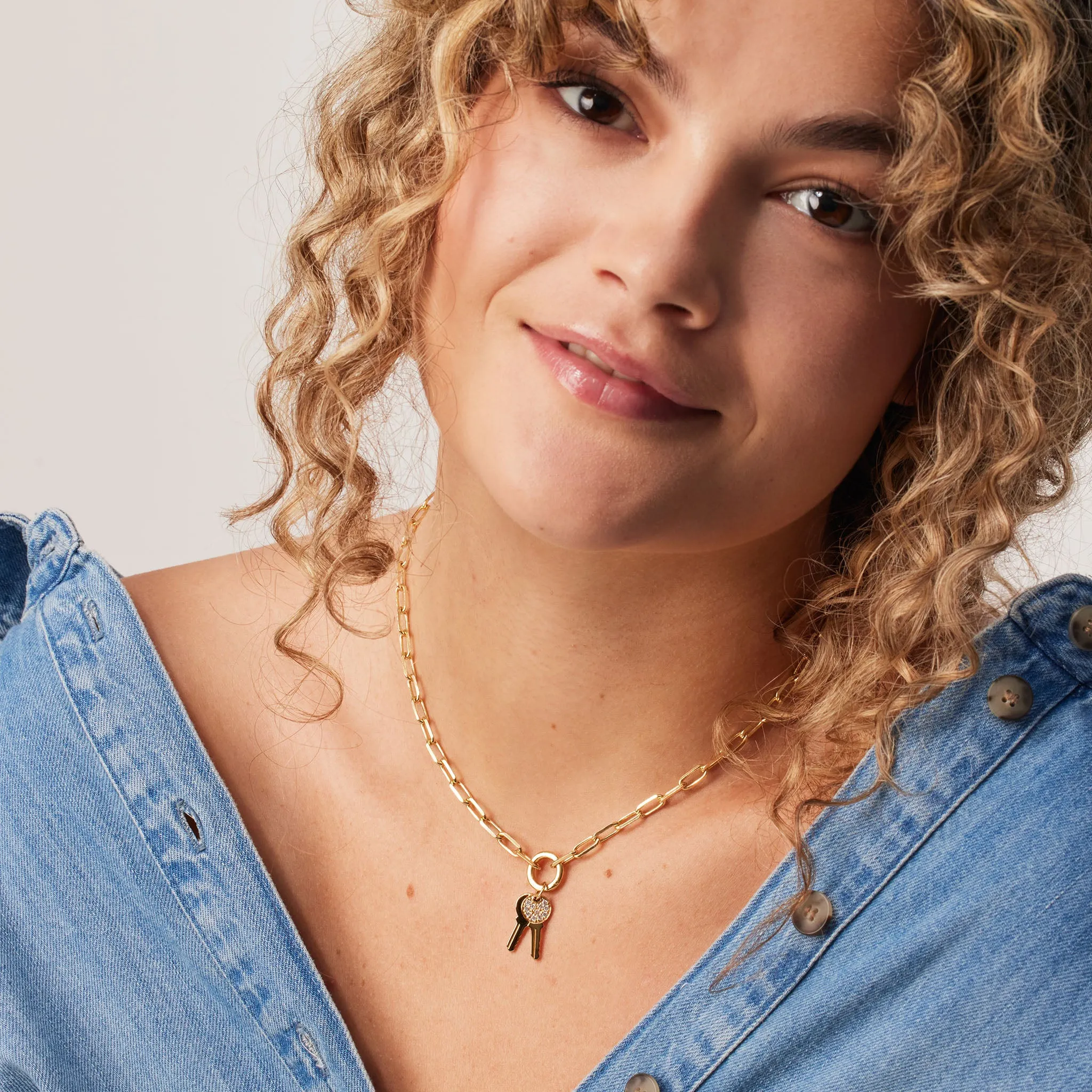 Clip Charm Chain Necklace — Gold