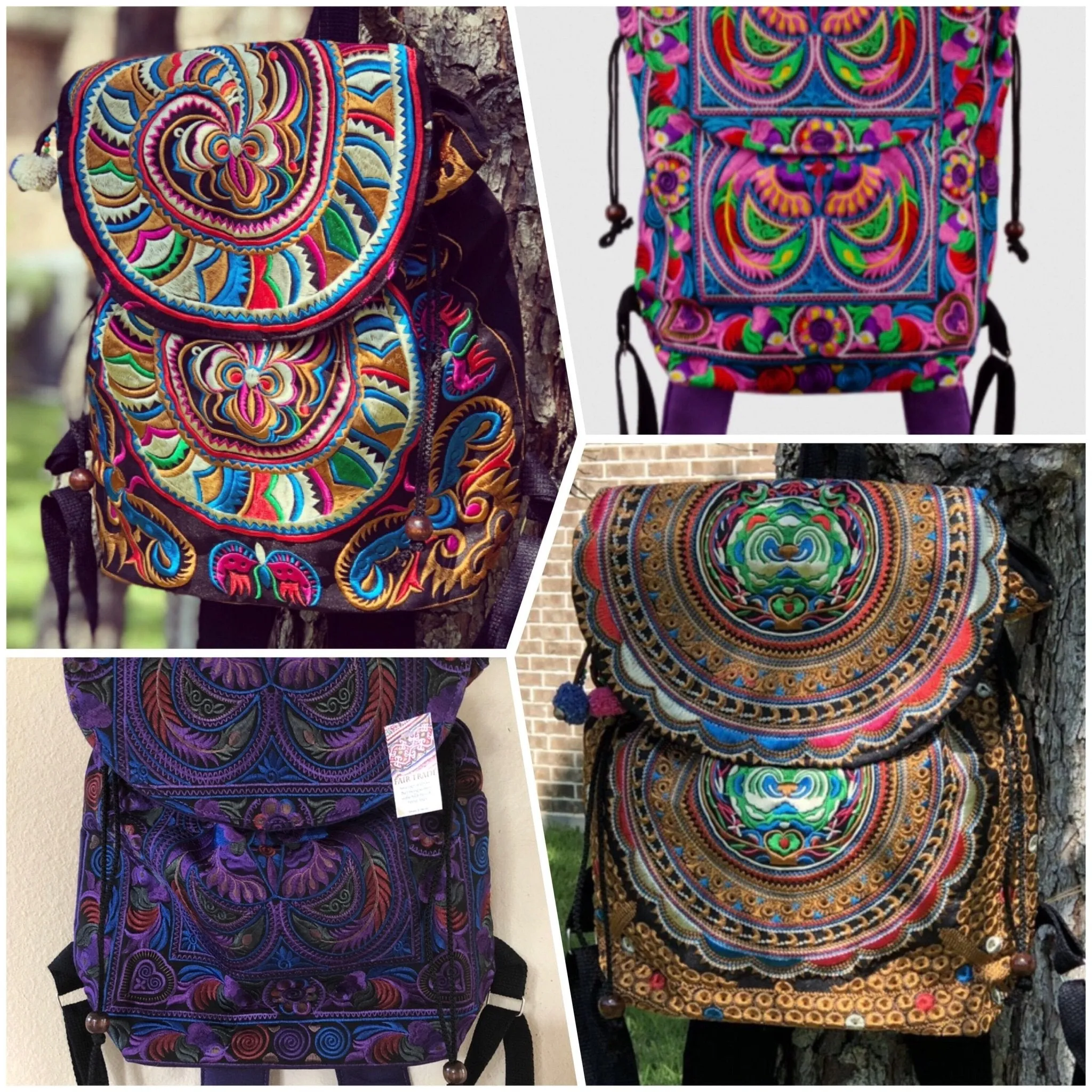 Colorful Bohemian Backpacks - Embroidered Boho Backpack