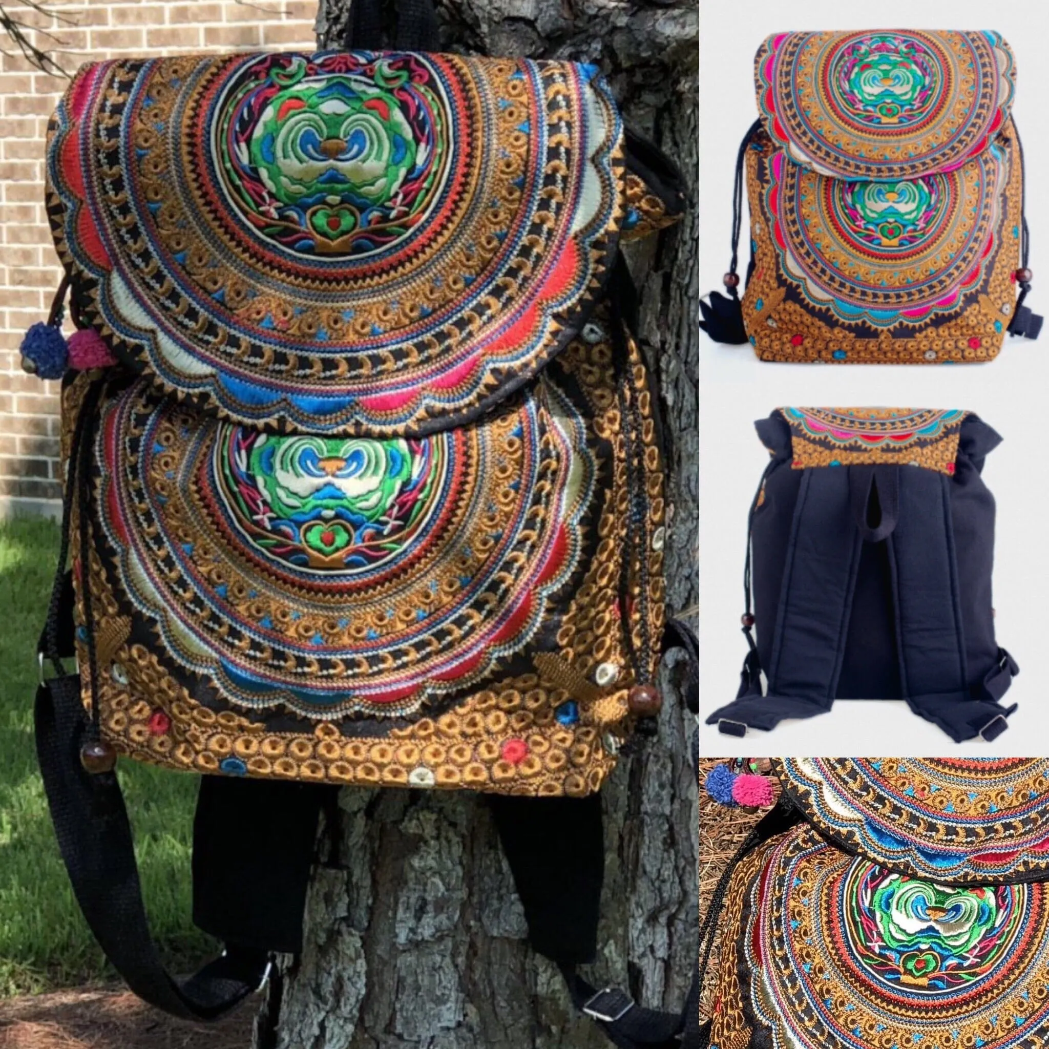 Colorful Bohemian Backpacks - Embroidered Boho Backpack