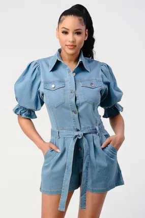 Cutie Pie- Denim Romper