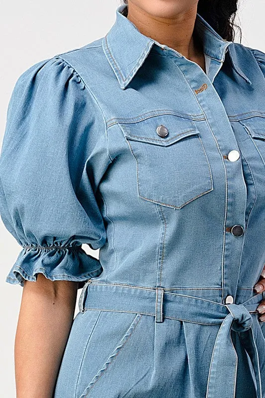 Cutie Pie- Denim Romper