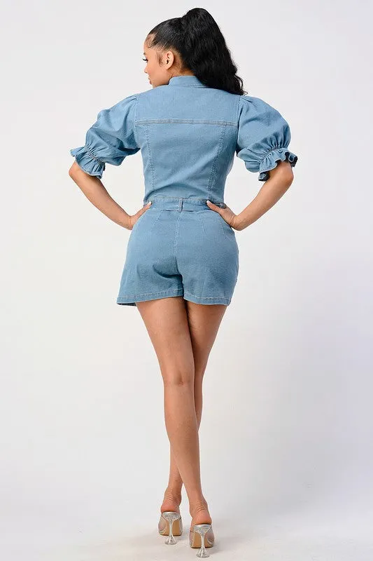 Cutie Pie- Denim Romper