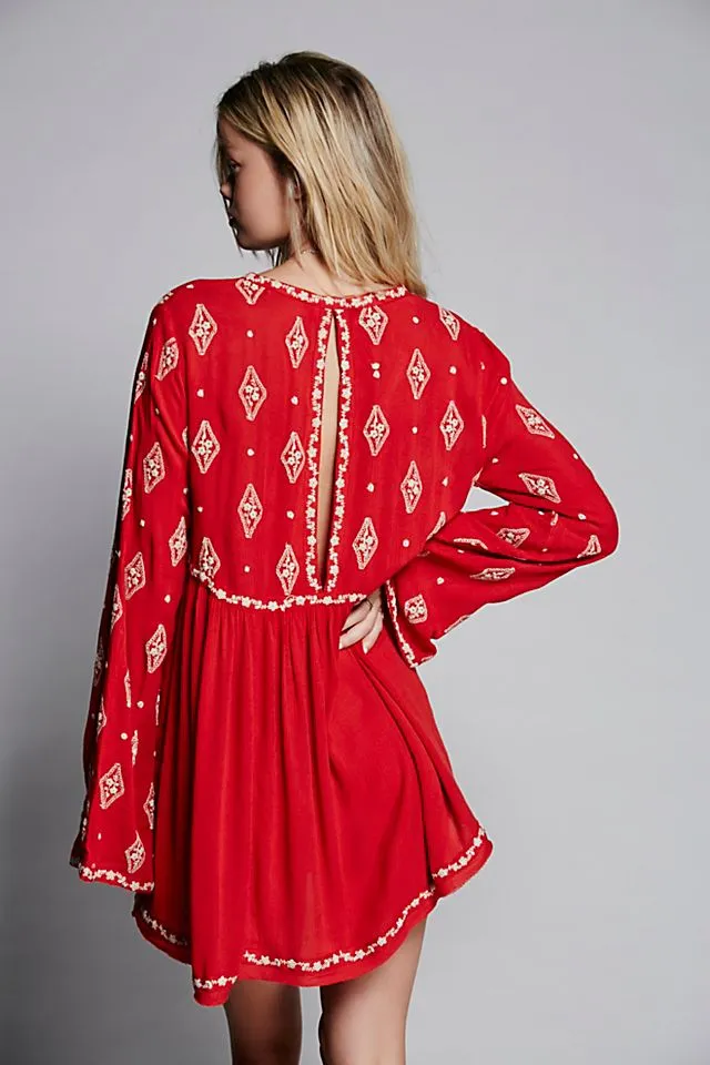 Diamond Embroidery Top Bell Sleeves In 8 Different Colors You Choose Long Boho Tunic Or Mini Dress For Free Spirited People Small Medium Or Large