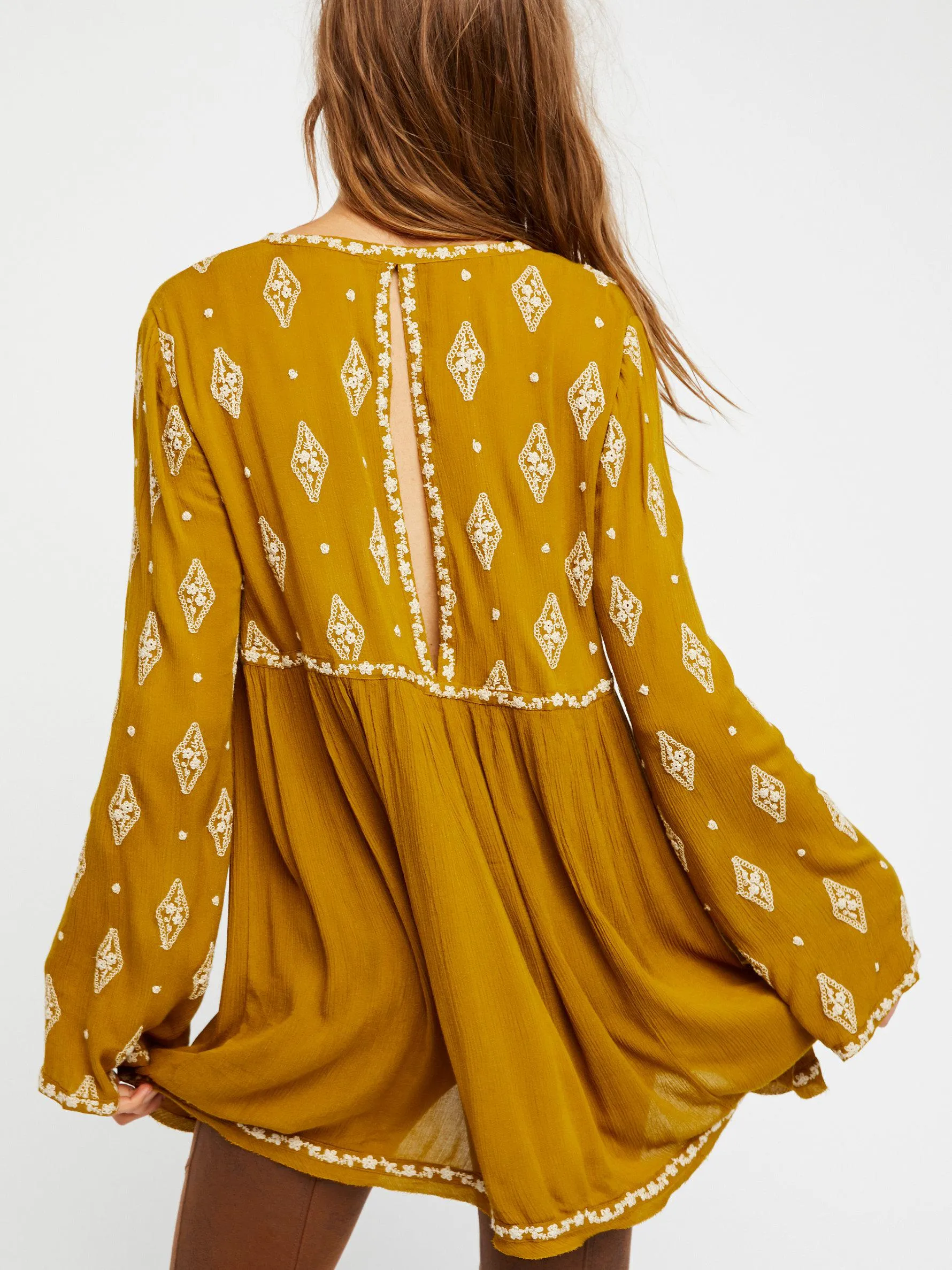 Diamond Embroidery Top Bell Sleeves In 8 Different Colors You Choose Long Boho Tunic Or Mini Dress For Free Spirited People Small Medium Or Large