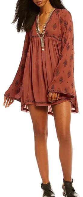 Diamond Embroidery Top Bell Sleeves In 8 Different Colors You Choose Long Boho Tunic Or Mini Dress For Free Spirited People Small Medium Or Large