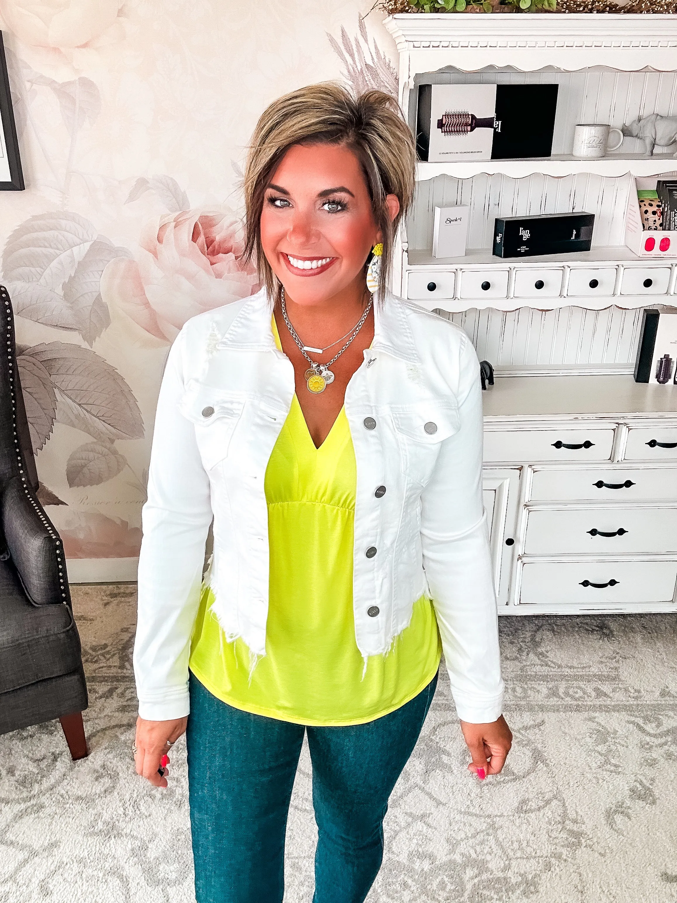 Dream On Peplum Short Sleeve Top - Neon Yellow