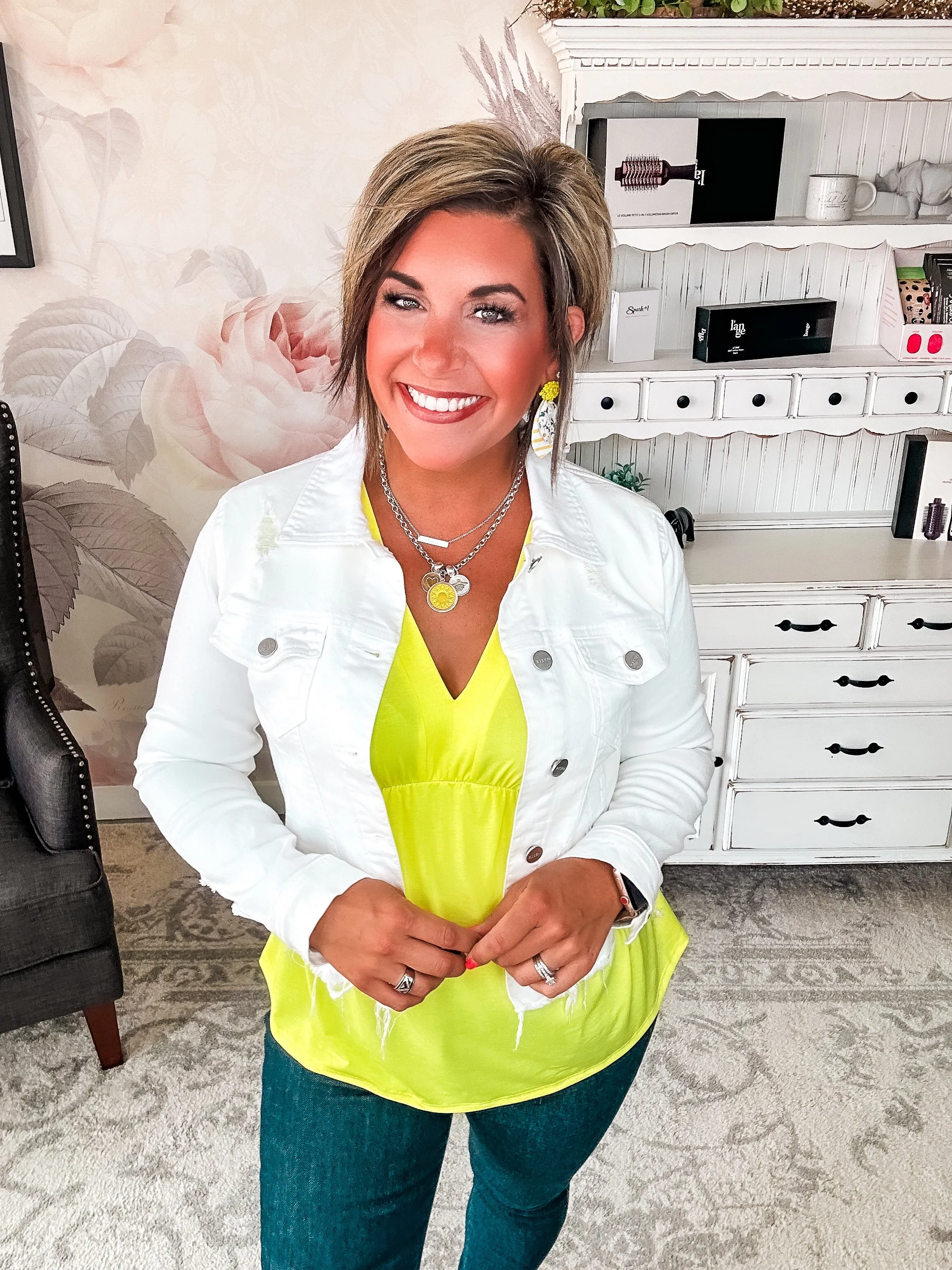 Dream On Peplum Short Sleeve Top - Neon Yellow