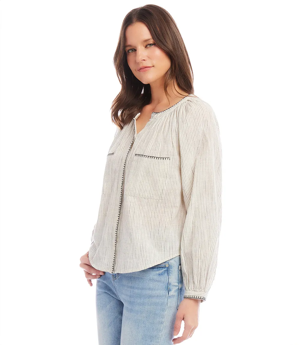 Edge Stitch Peasant Top