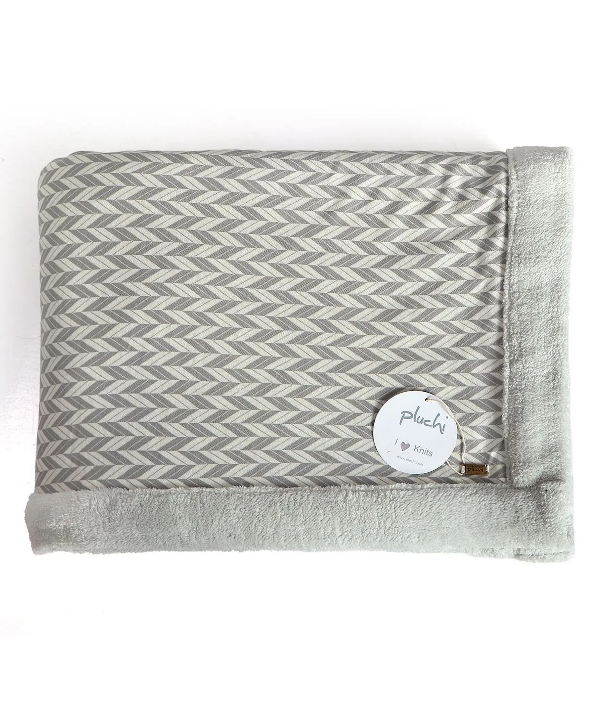 Eleanore Grey & Natural Cotton Knitted Double Bed Blanket layered with Warm Sherpa Fabric