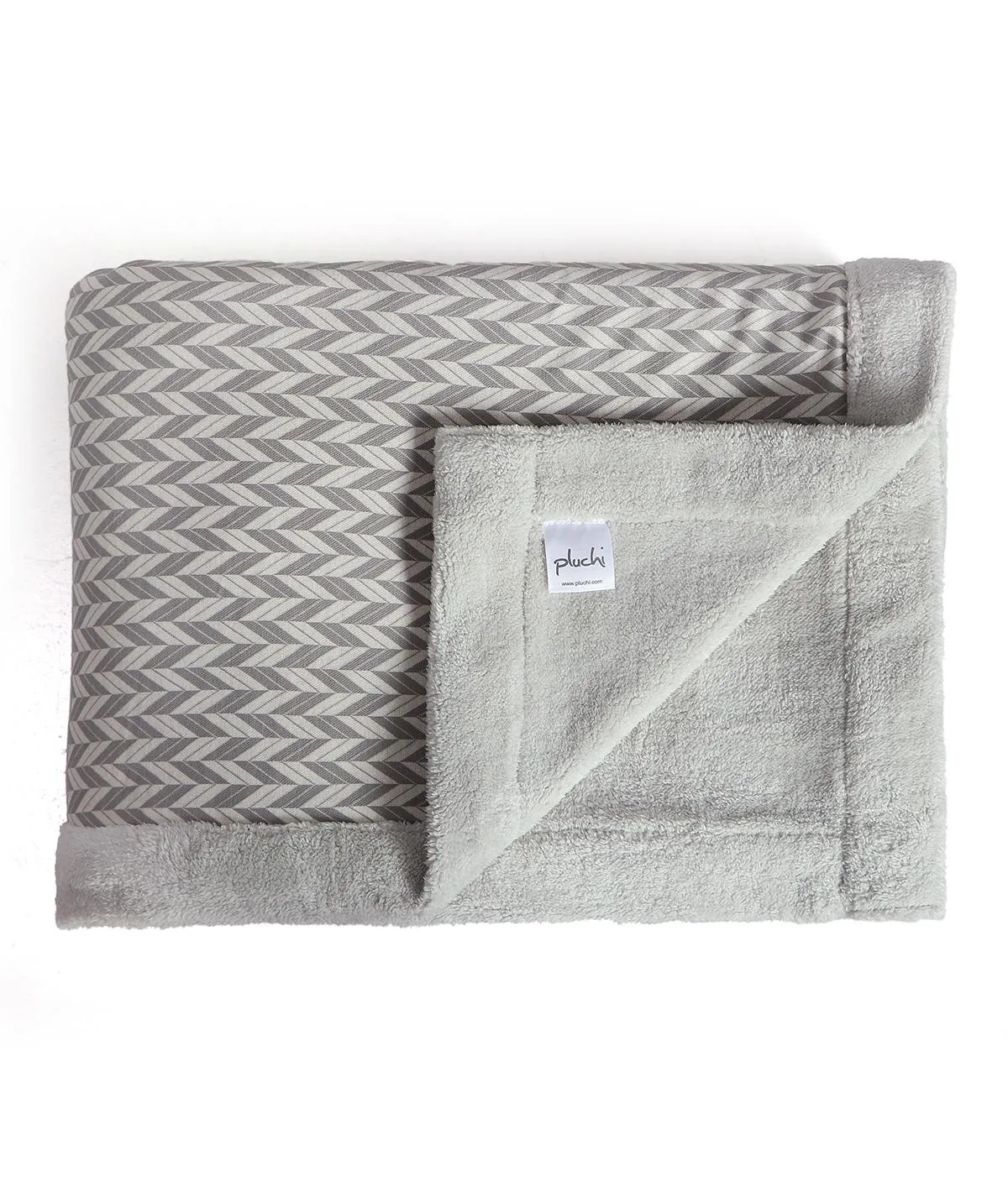 Eleanore Grey & Natural Cotton Knitted Double Bed Blanket layered with Warm Sherpa Fabric