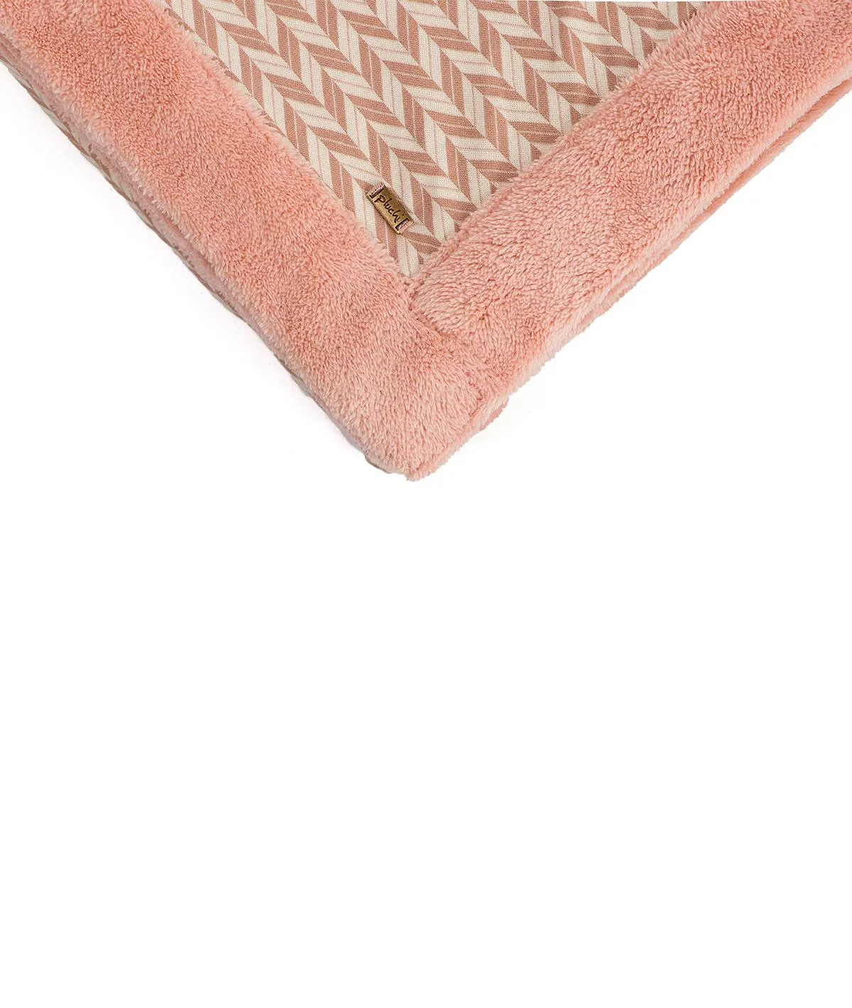 Eleanore Pink & Natural Cotton Knitted Double Bed Blanket layered with Warm Sherpa Fabric