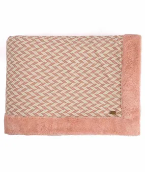 Eleanore Pink & Natural Cotton Knitted Double Bed Blanket layered with Warm Sherpa Fabric