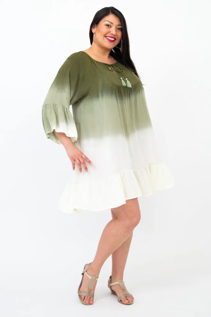 Ellie Dress, Green Dip-Dye