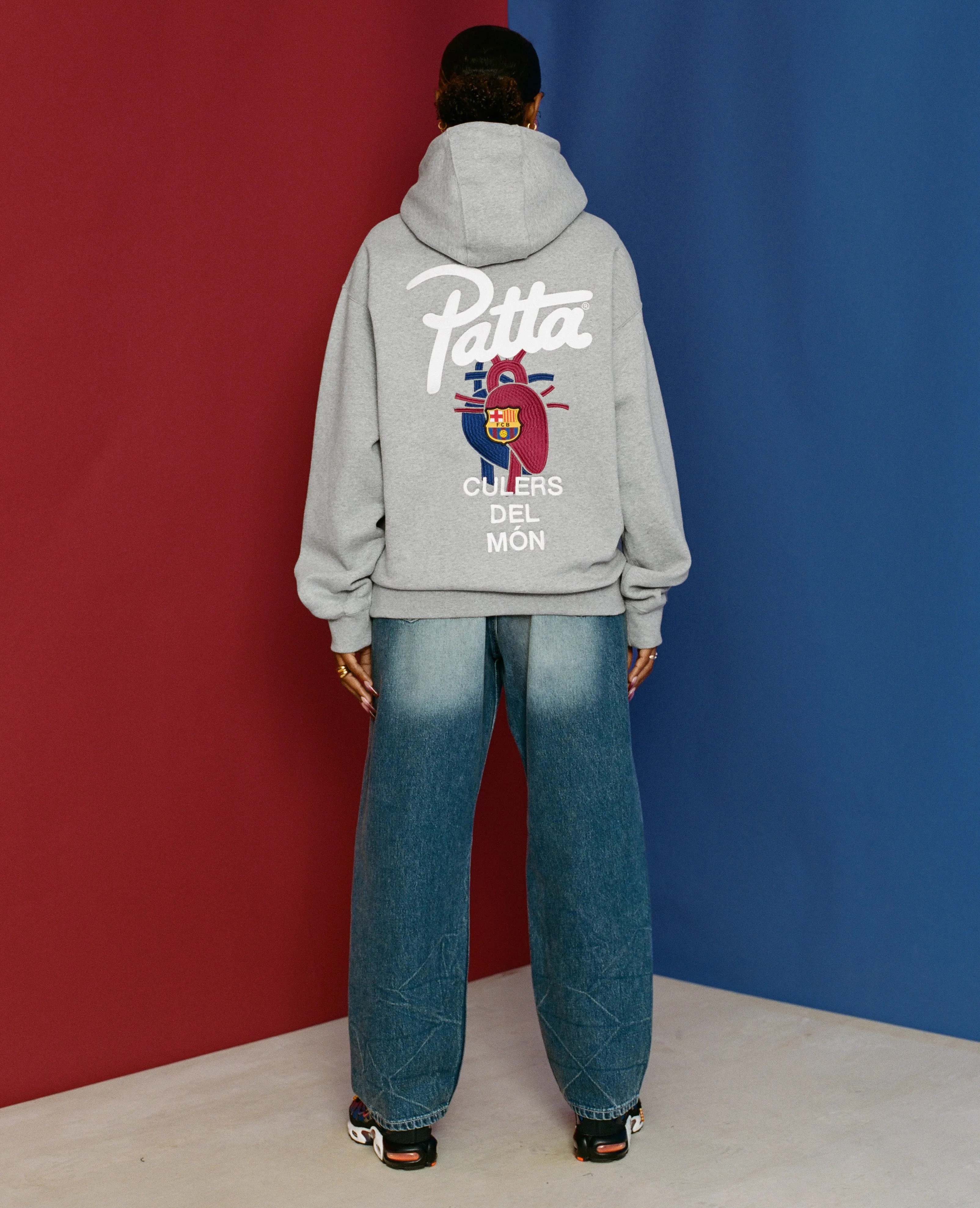 FCB x Patta Culers del Món Hooded Sweater (Dark Grey Heather/Deep Royal Blue)