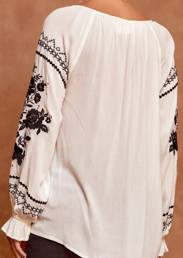 Feeling A Bit Boho Embroidered Top