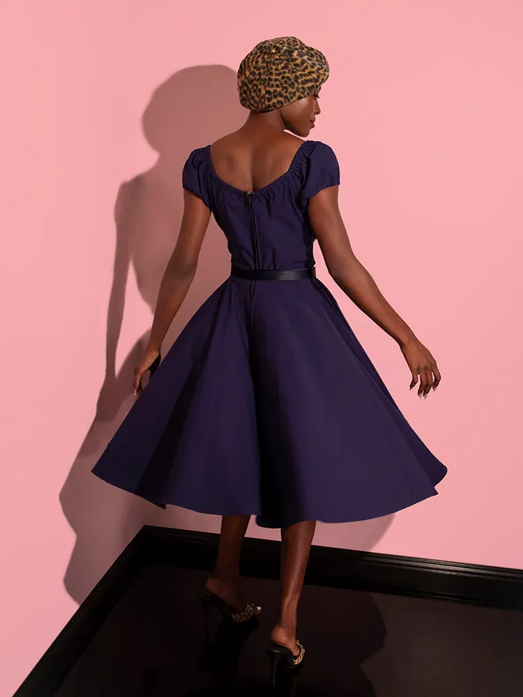 FINAL SALE - Peasant Swing Dress in Navy - Vixen by Micheline Pitt