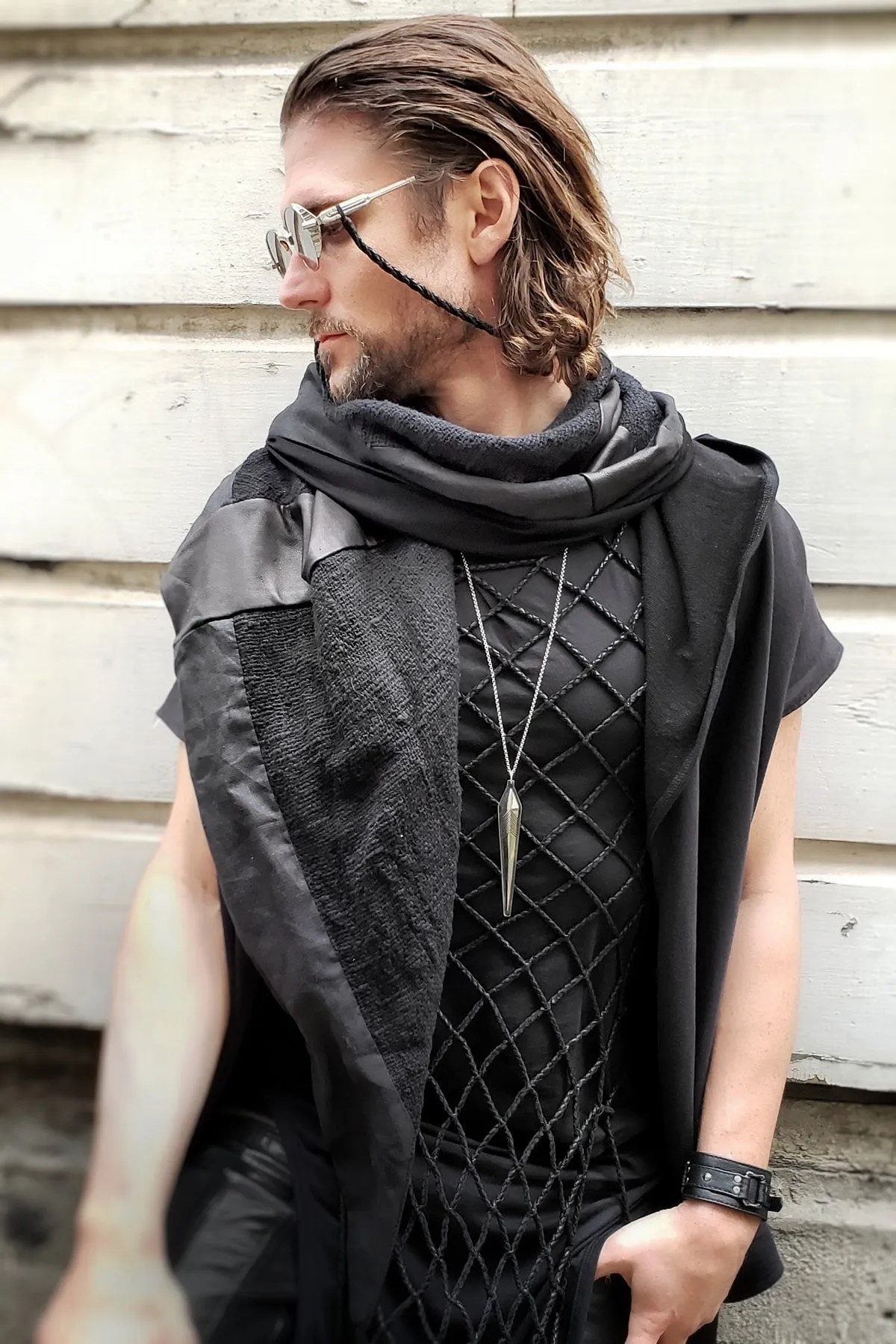 Five and Diamond Braided Leather Tunic