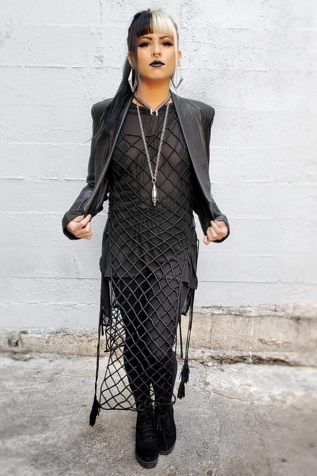 Five and Diamond Braided Leather Tunic