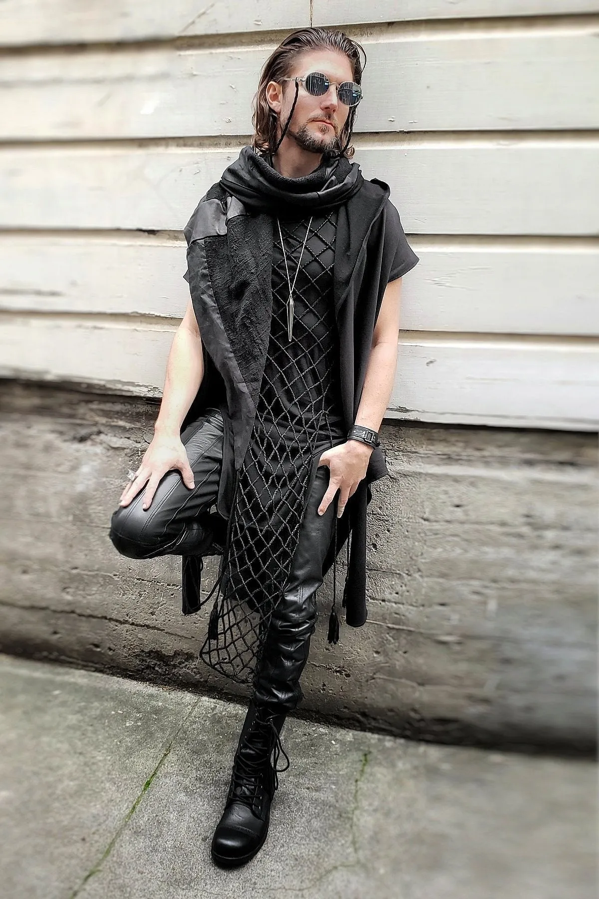 Five and Diamond Braided Leather Tunic