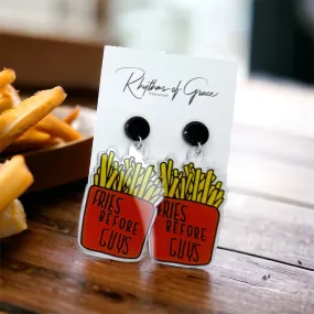 Fries Before Guys Earrings - French Fries, Fast Food, Junk Food Earrings, Handmade Jewelry, Foodie Jewelry, Food Accessories, Hamburger, French Fries, Food Earrings