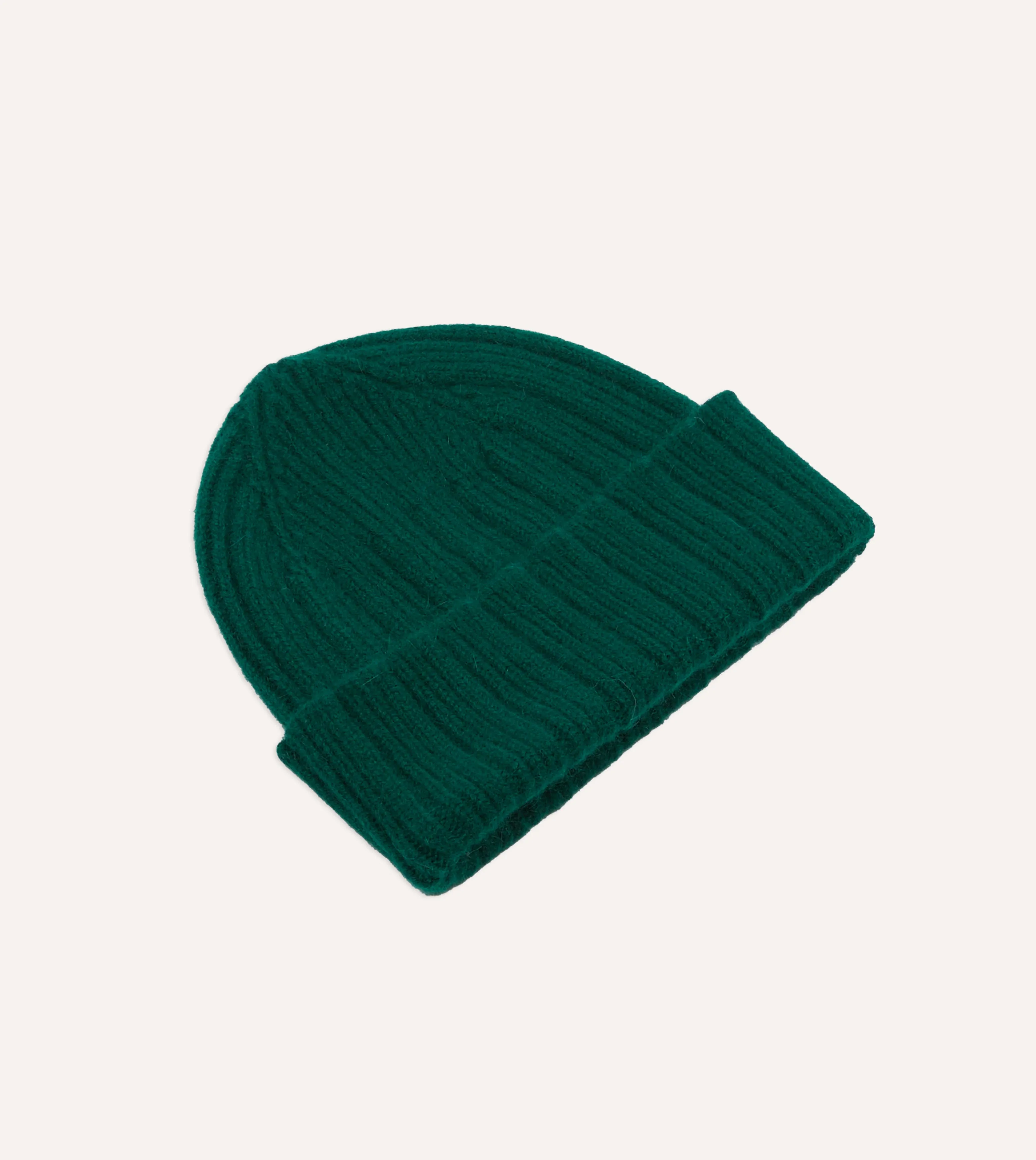 Green Angora Lambswool Ribbed Knit Cap