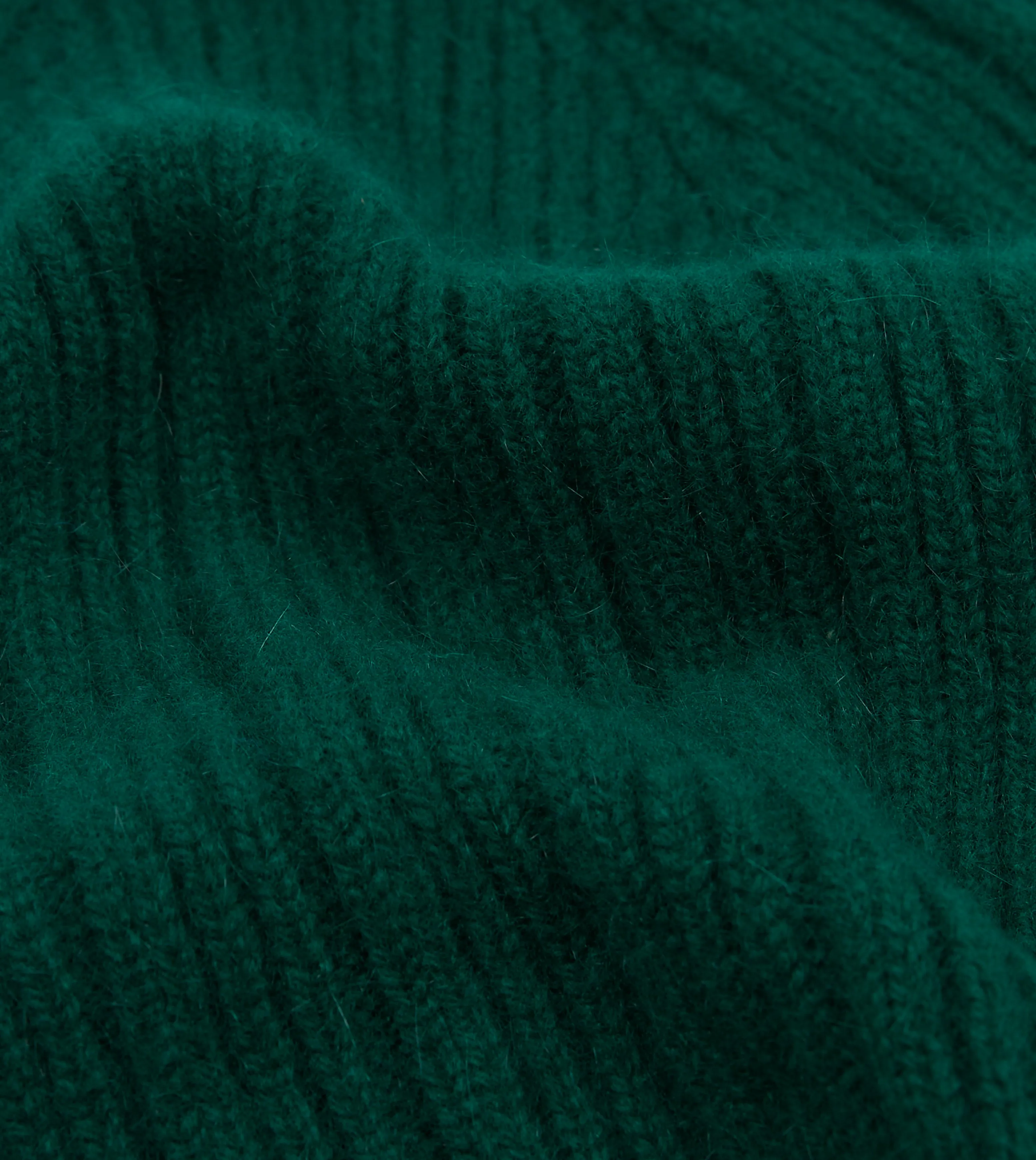 Green Angora Lambswool Ribbed Knit Cap