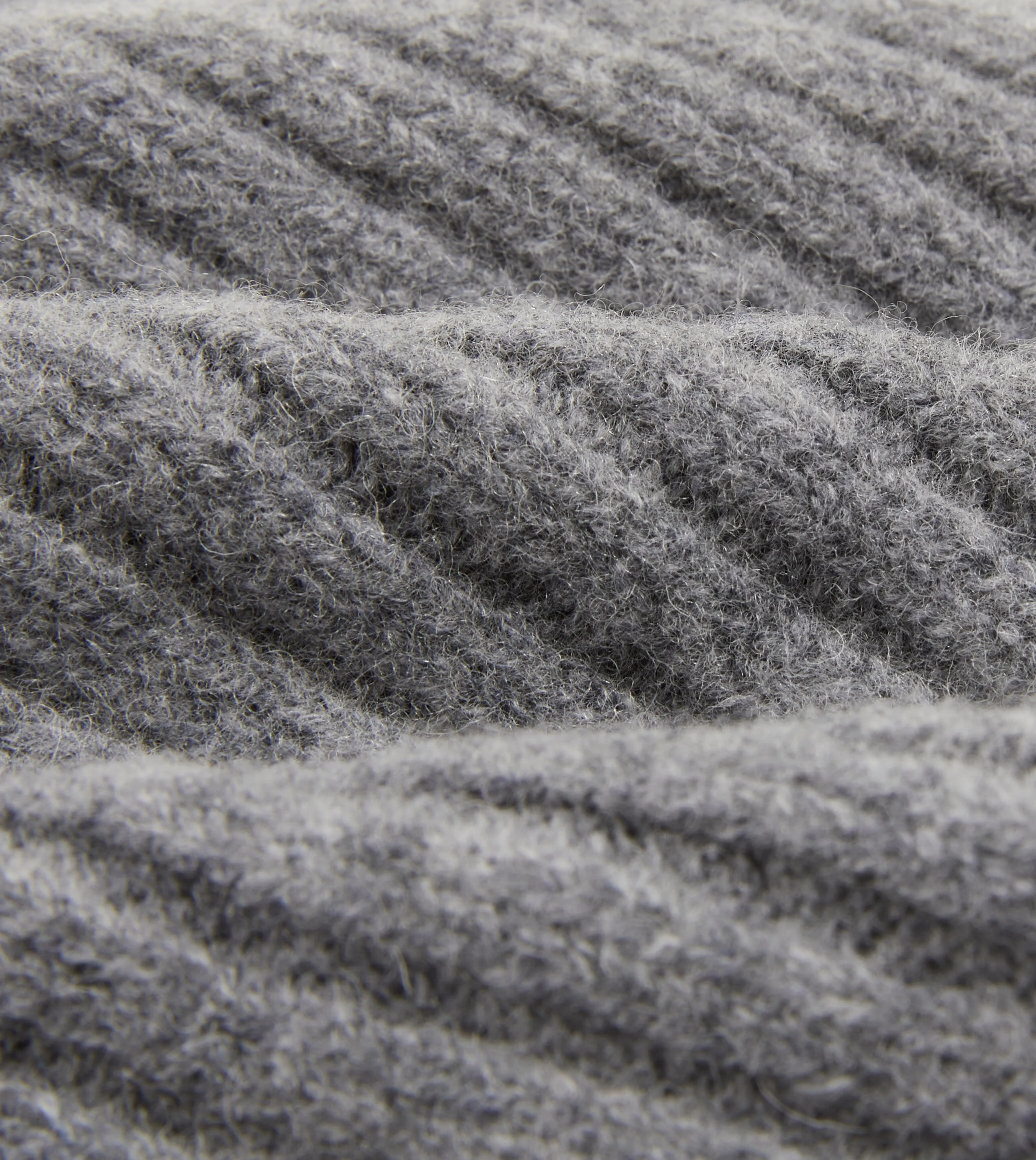 Grey Lambswool Ribbed Knit Cap