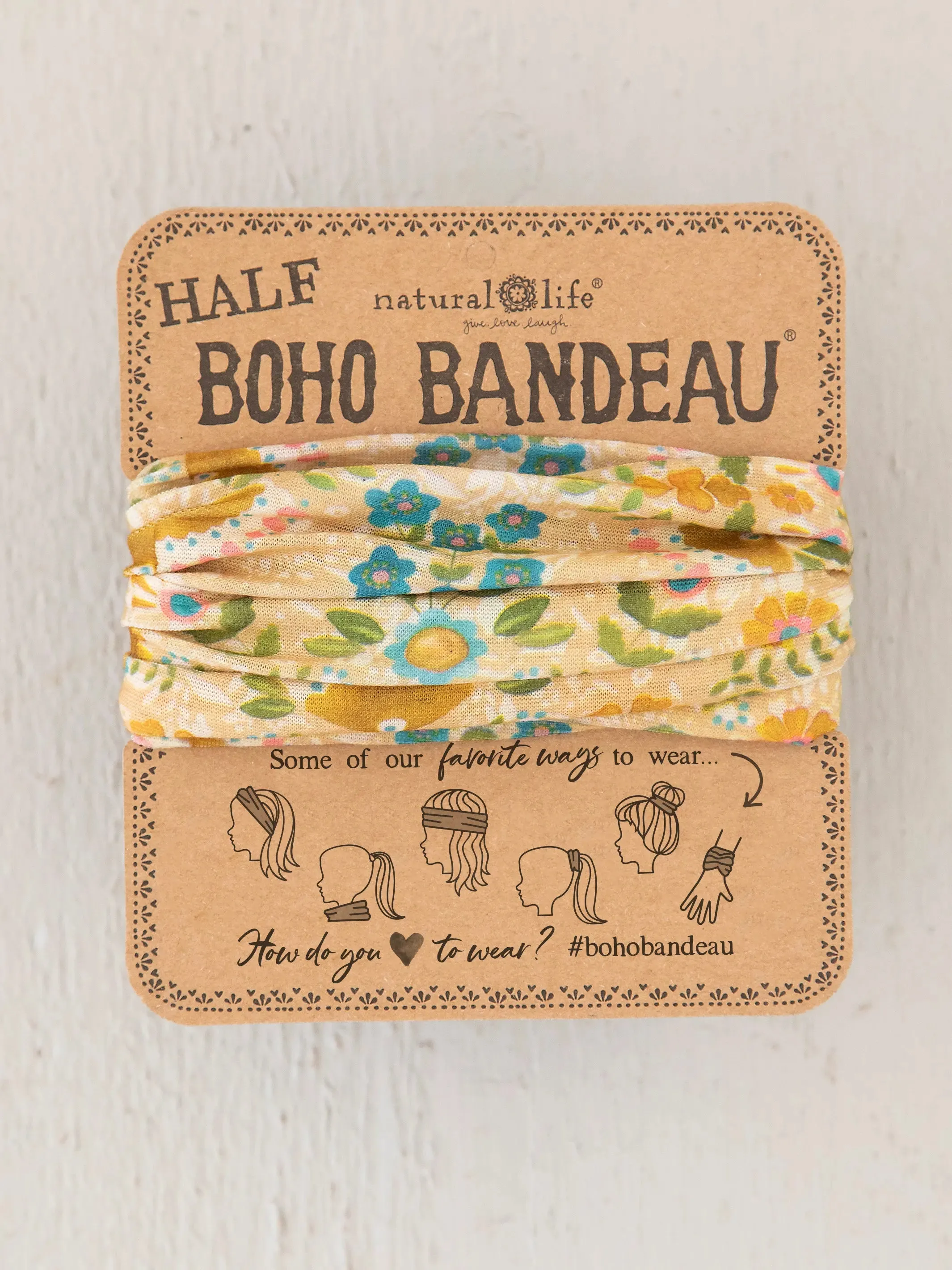 Half Boho Bandeau® Headband - Mandala Light Grey