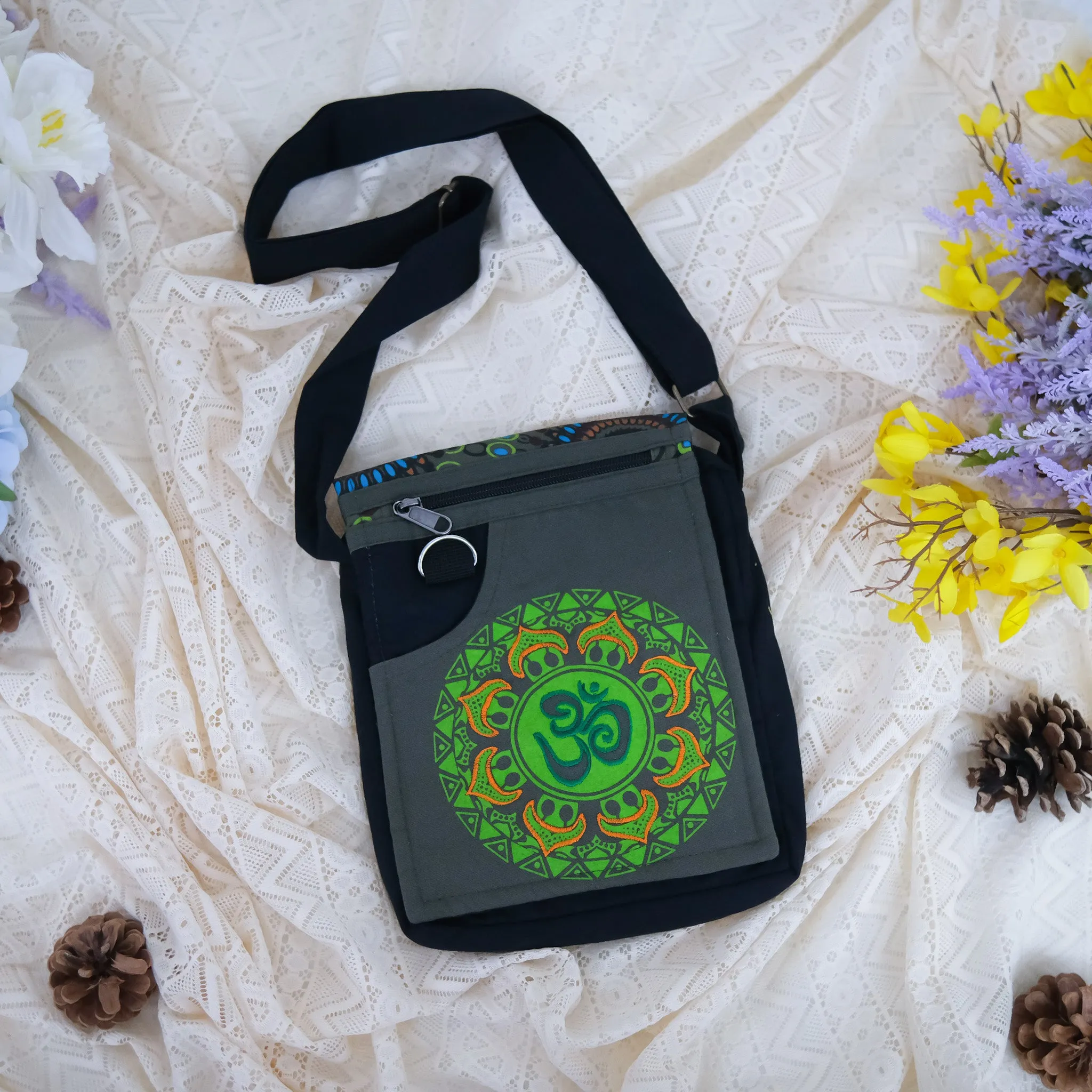 Hand Embroidered OM Design Boho Side Bag